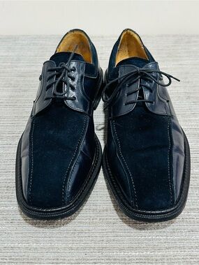 Paolo‎ De Marco Men Midnight Navy Blue Leather Suede Apron Split Toe Shoes 9M